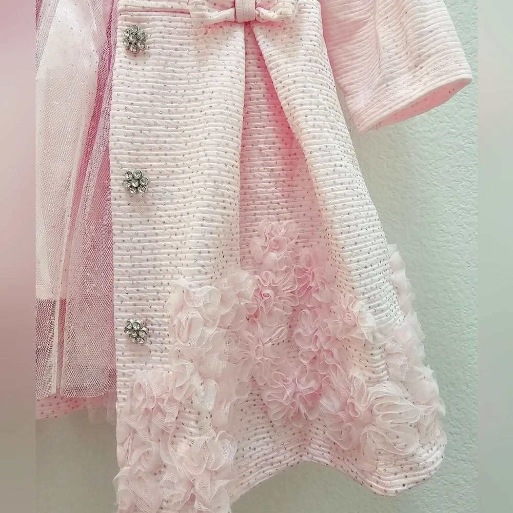 Pink Dress Withh Coat with Floral Details 18th Months. - Picture 4 of 8